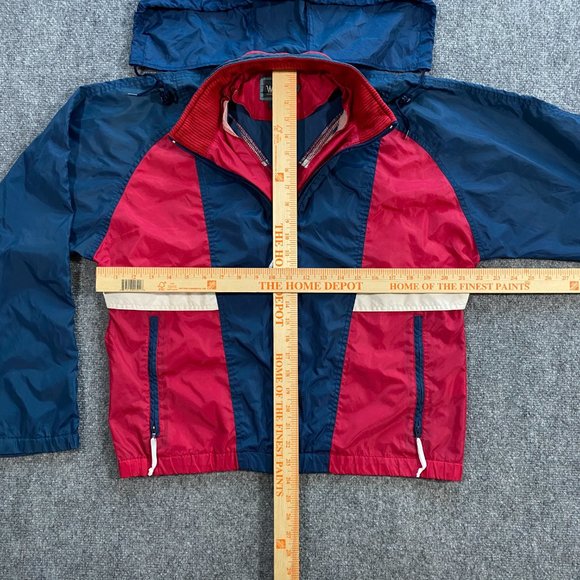 VINTAGE Woolrich Windbreaker Jacket Adult Small Red White Blue Hooded 90s VTG - Picture 7 of 16